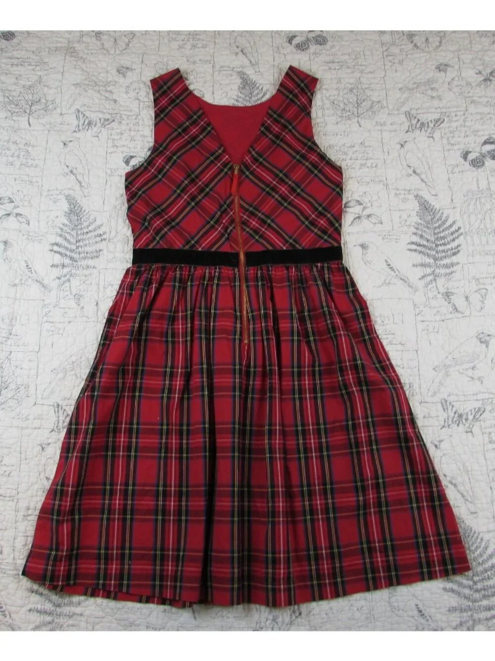 Crewcuts Red And Black Plaid Dress Winter Holiday Girl Velvet Waist girls 14